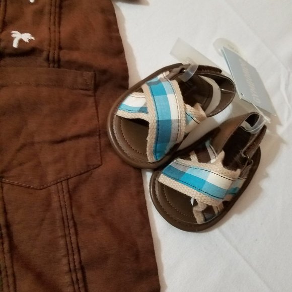 Gymboree Little Surfer Dude NWT size 0-3 Sandals & 3-6 Month Romper. - Picture 3 of 4